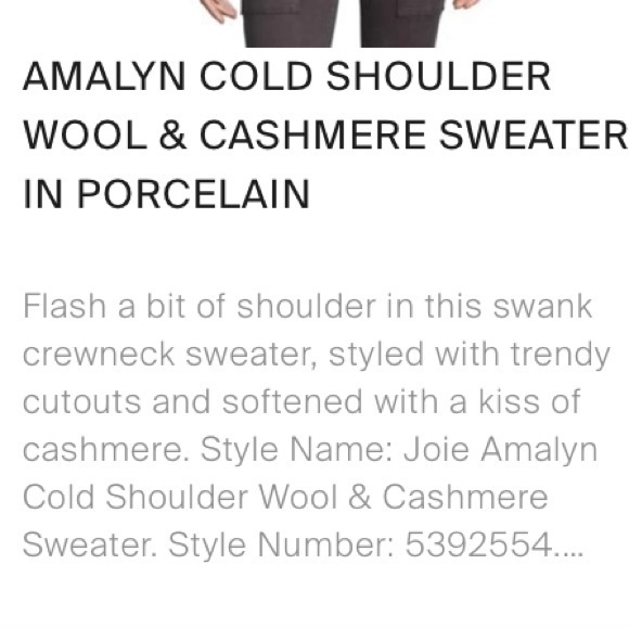 Joie Amalyn Cold Shoulder Cashmere Sweater‎ Small - Picture 6 of 9